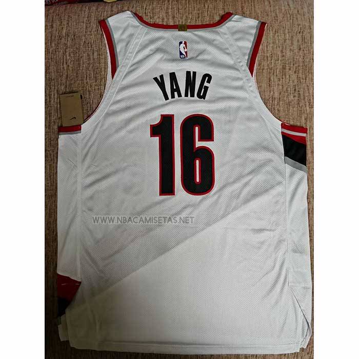 Camiseta Portland Trail Blazers Hansen Yang NO 16 Association 2024-25 Blanco